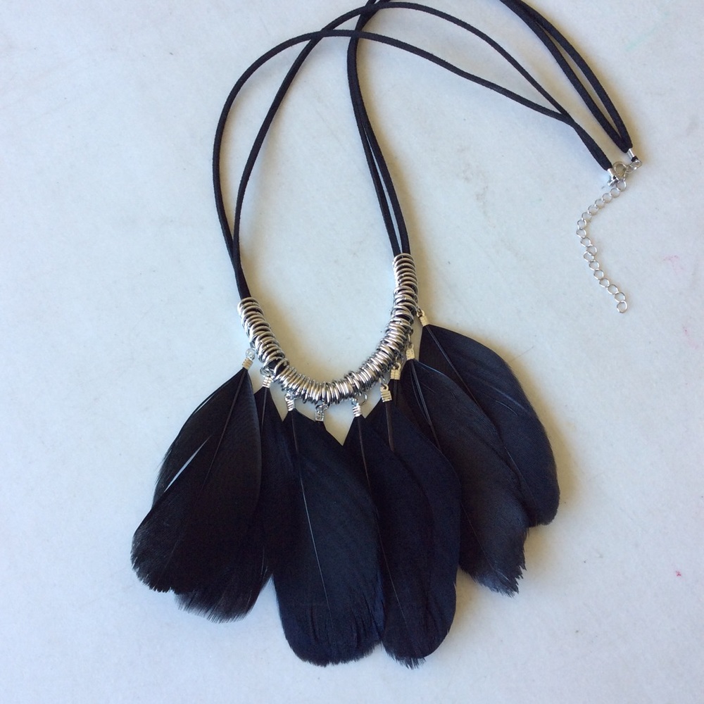 Black feather necklace